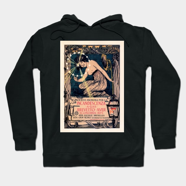 Incandescenza Brevetto Auer Italian Electric Company Vintage Advertisement Hoodie by vintageposters